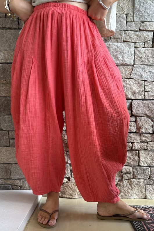 Tasha Cushion Cotton Sia Barrel Pant Watermelon